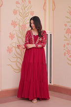 Designer Faux Blooming With Sequins & Zari Embroidered Work Gown