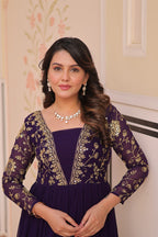 Designer Faux Blooming With Sequins & Zari Embroidered Work Gown