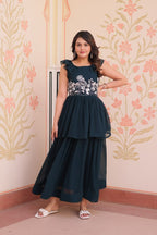 Premium Faux Blooming With Beads Embroidered work Gown