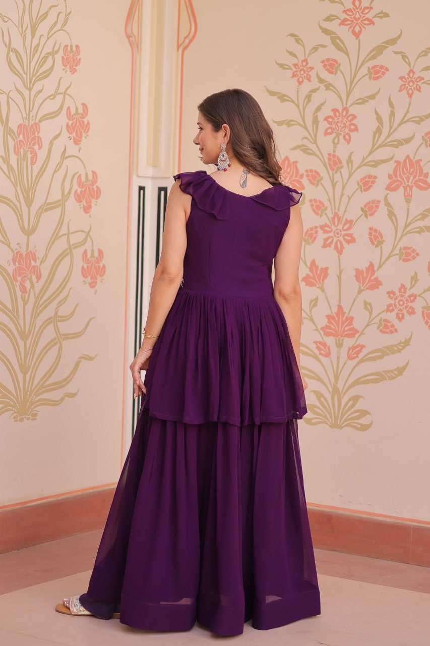 Premium Faux Blooming With Beads Embroidered work Gown
