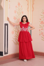 Premium Faux Blooming With Beads Embroidered work Gown
