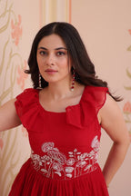 Premium Faux Blooming With Beads Embroidered work Gown