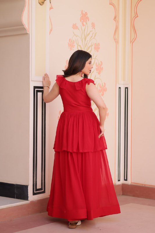 Premium Faux Blooming With Beads Embroidered work Gown