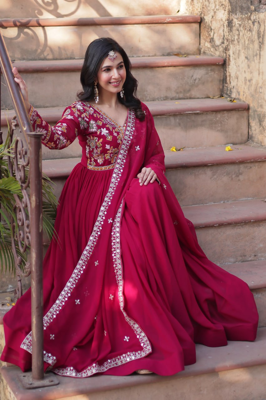 
Heavy Faux Blooming with Premium Embroidery Zari Sequins work Gown