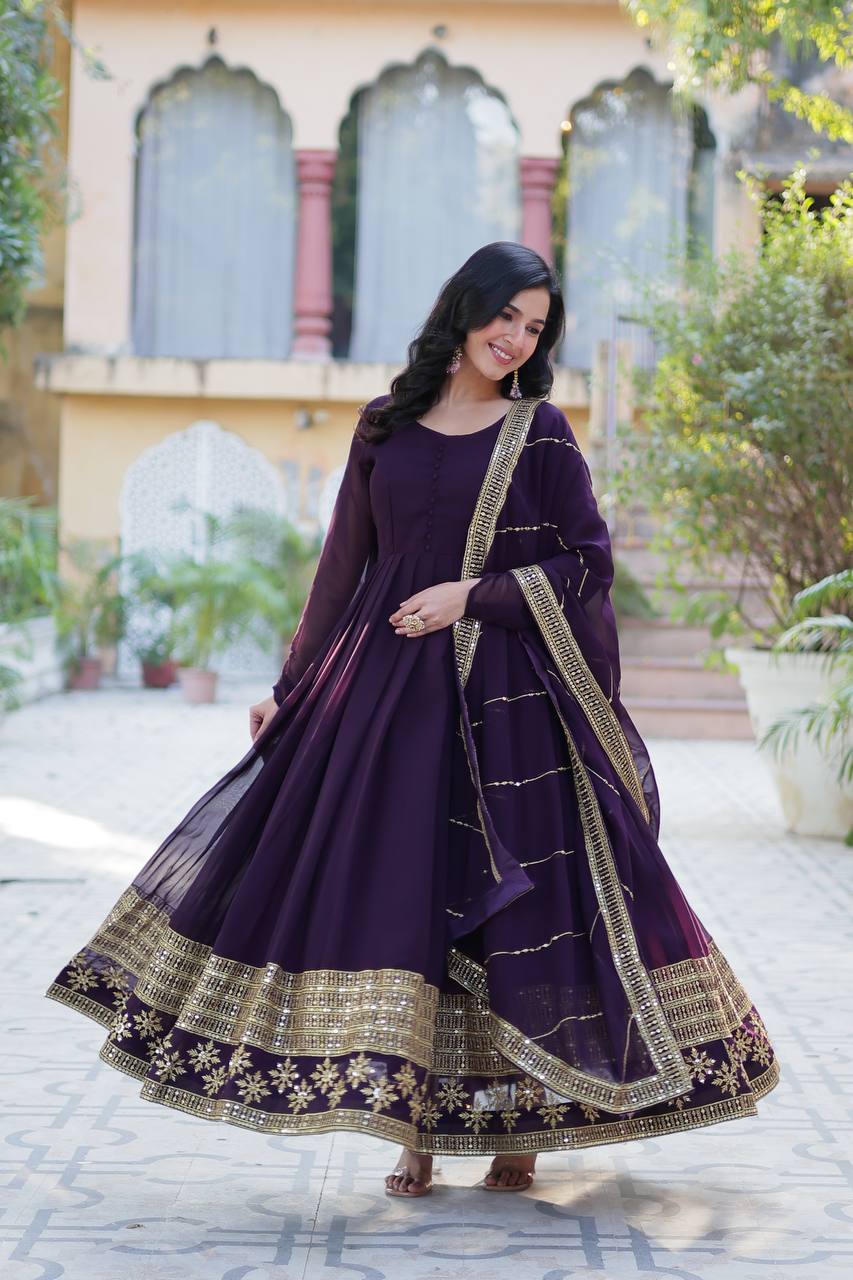

Faux Blooming Gown with Dupatta With Luxury Attractive Embroidered work