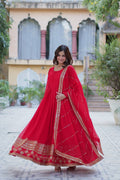Faux Blooming Gown with Dupatta With Luxury Attractive Embroidered work