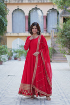 Faux Blooming Gown with Dupatta With Luxury Attractive Embroidered work