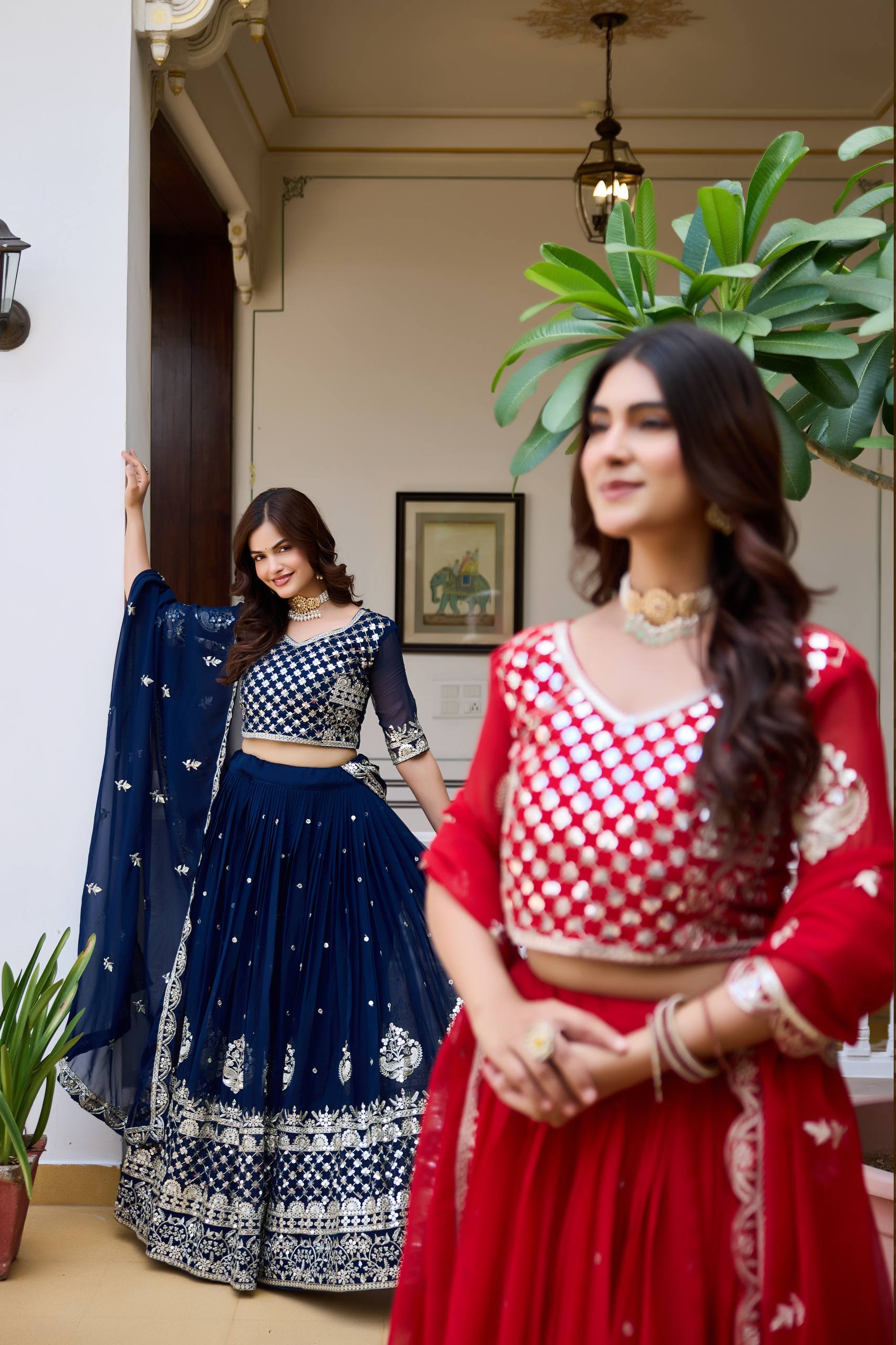 Party Wear Faux Georgette Embroidered Lehenga Choli Set with Dupatta
