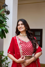 Party Wear Faux Georgette Embroidered Lehenga Choli Set with Dupatta
