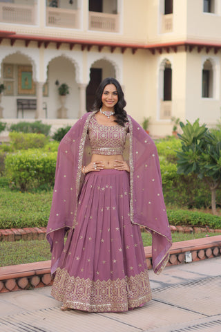 Wedding Special Faux Georgette Sequince and Zari Embroidery Lehenga Choli With Dupatta
