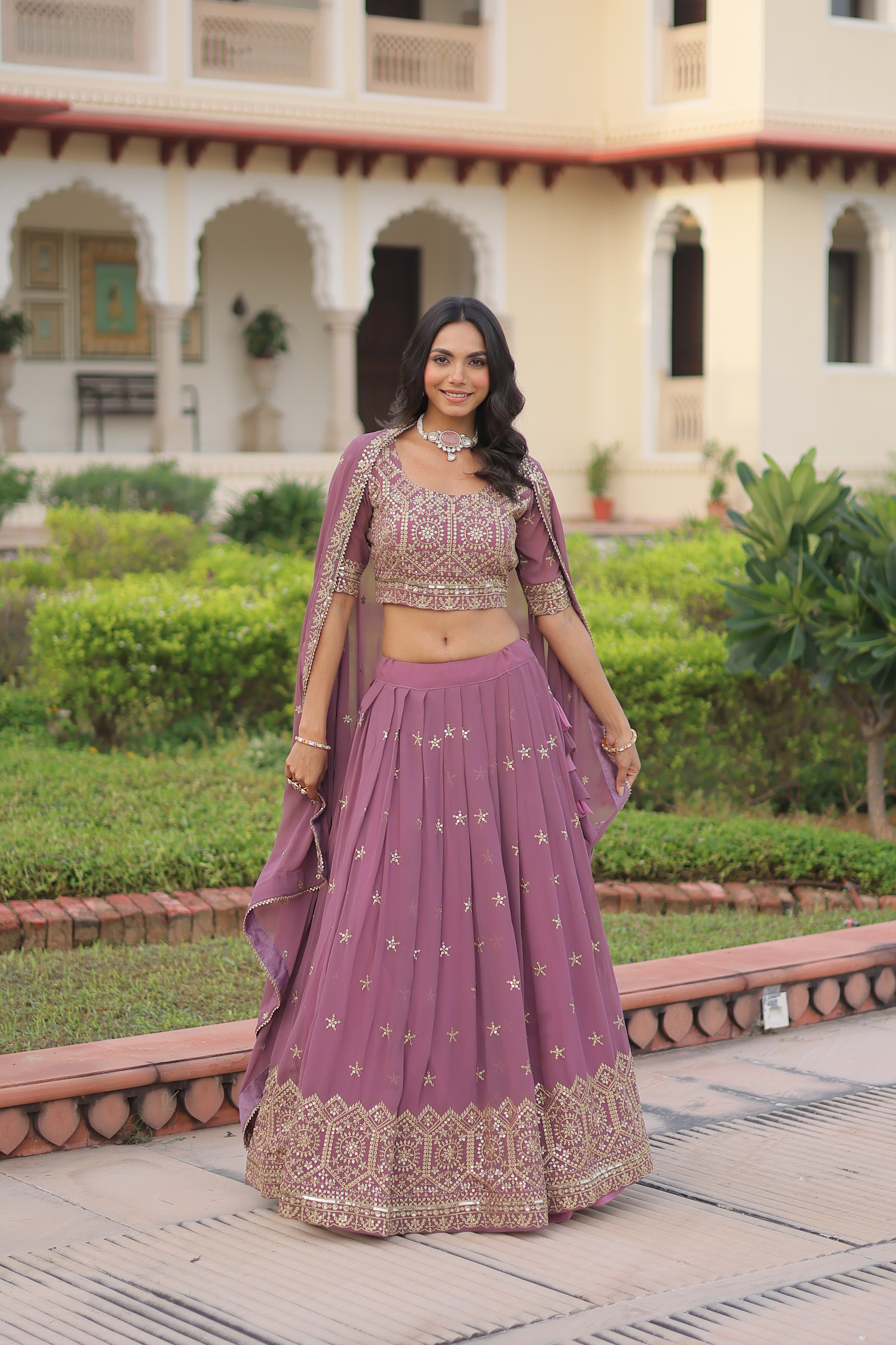 Wedding Special Faux Georgette Sequince and Zari Embroidery Lehenga Choli With Dupatta