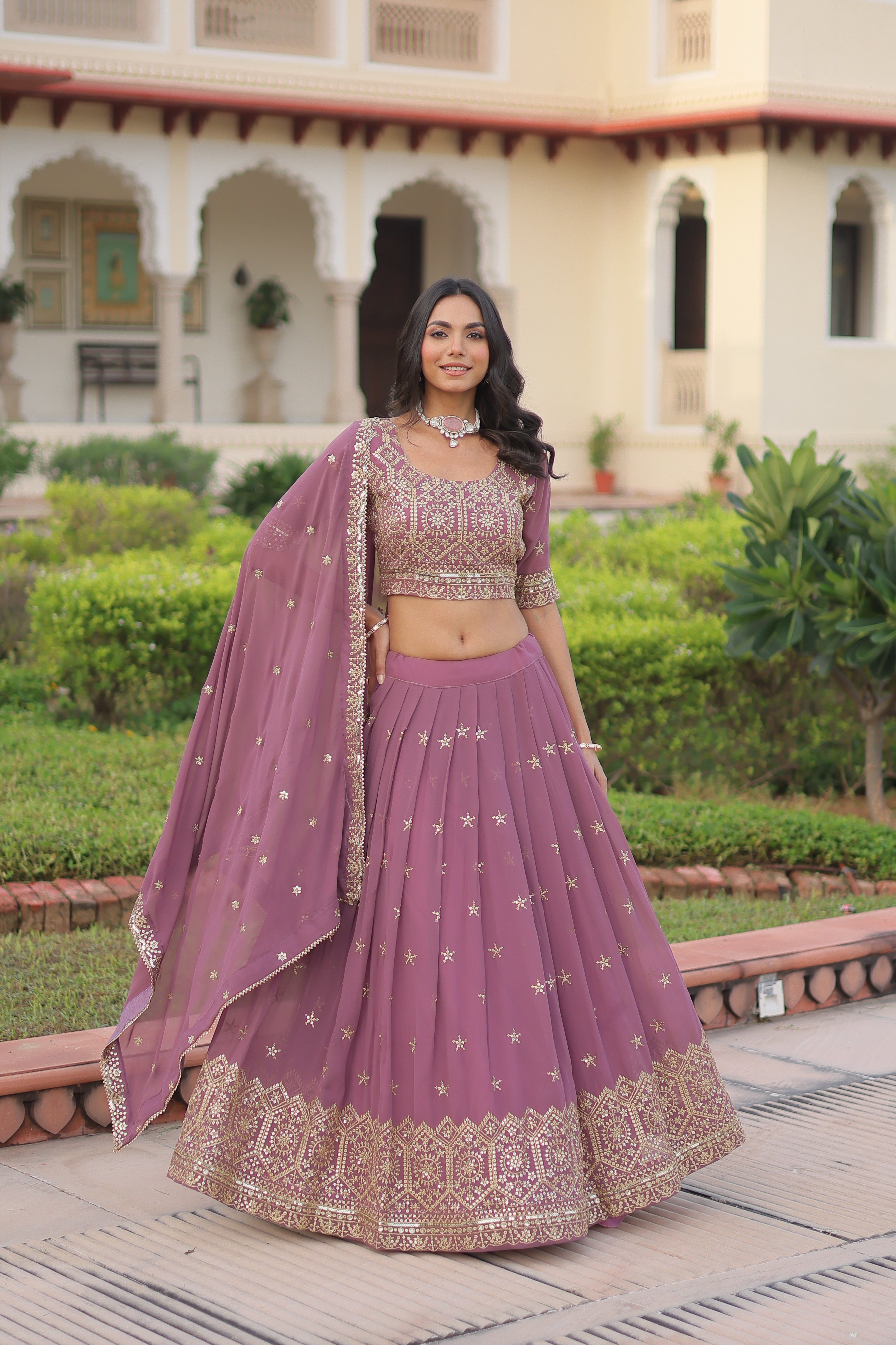 Wedding Special Faux Georgette Sequince and Zari Embroidery Lehenga Choli With Dupatta