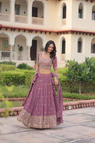 Wedding Special Faux Georgette Sequince and Zari Embroidery Lehenga Choli With Dupatta