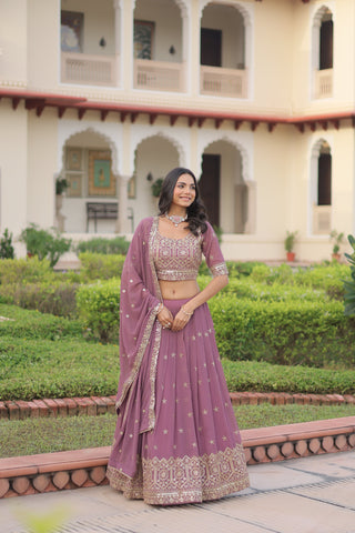 Wedding Special Faux Georgette Sequince and Zari Embroidery Lehenga Choli With Dupatta