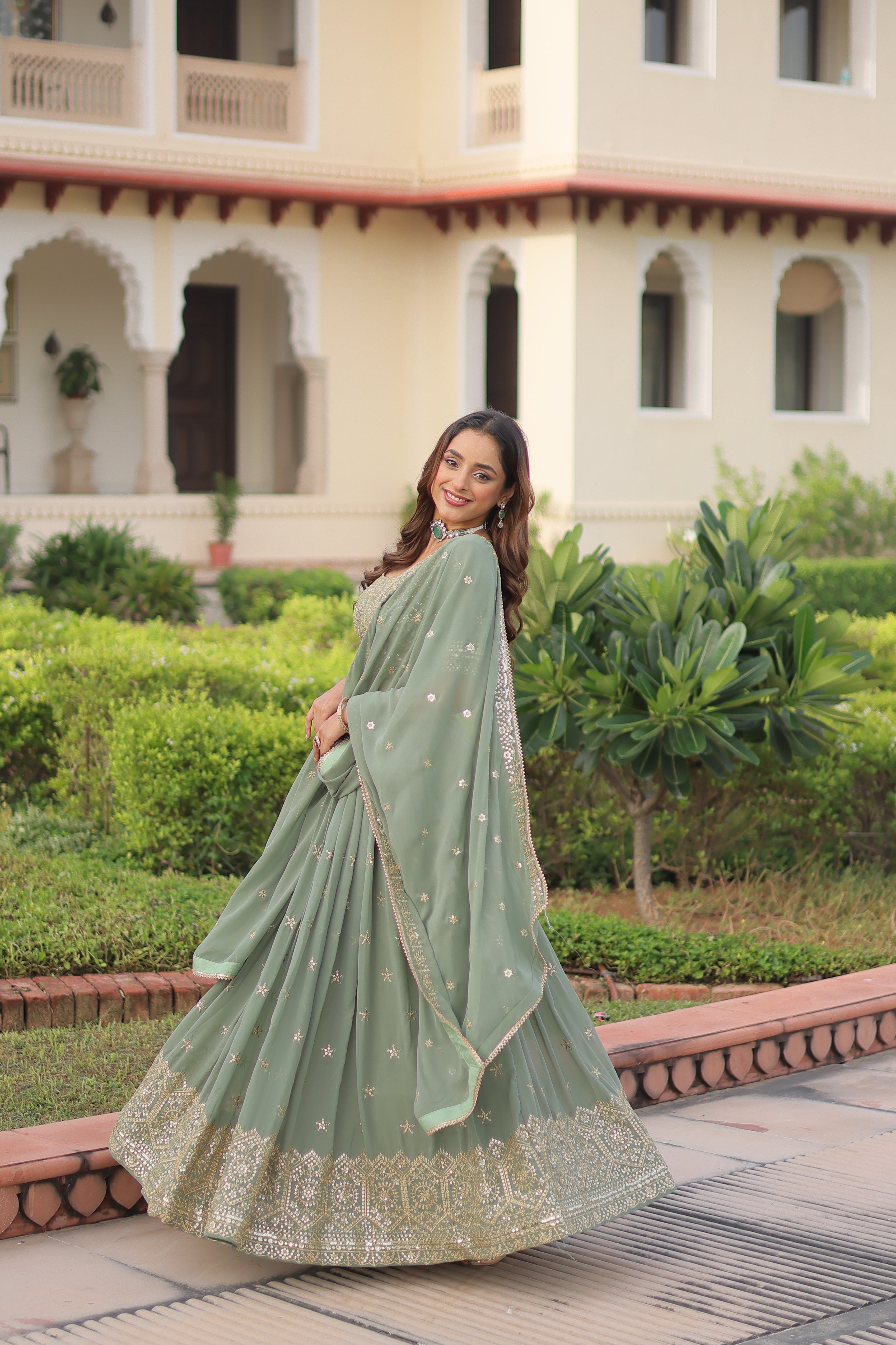 Wedding Special Faux Georgette Sequince and Zari Embroidery Lehenga Choli With Dupatta
