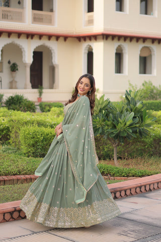 Wedding Special Faux Georgette Sequince and Zari Embroidery Lehenga Choli With Dupatta
