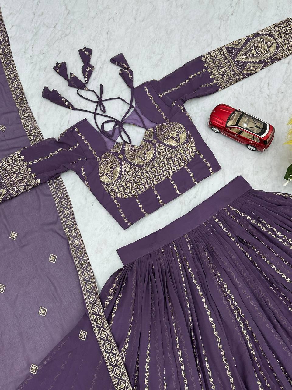 Premium Heavy Faux Georgette Heavy Embroidery sequence Work Ready to Wear Lehenga Choli Set