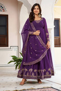Faux Georgette Thread Embroidery Gown with Pant and Dupatta
