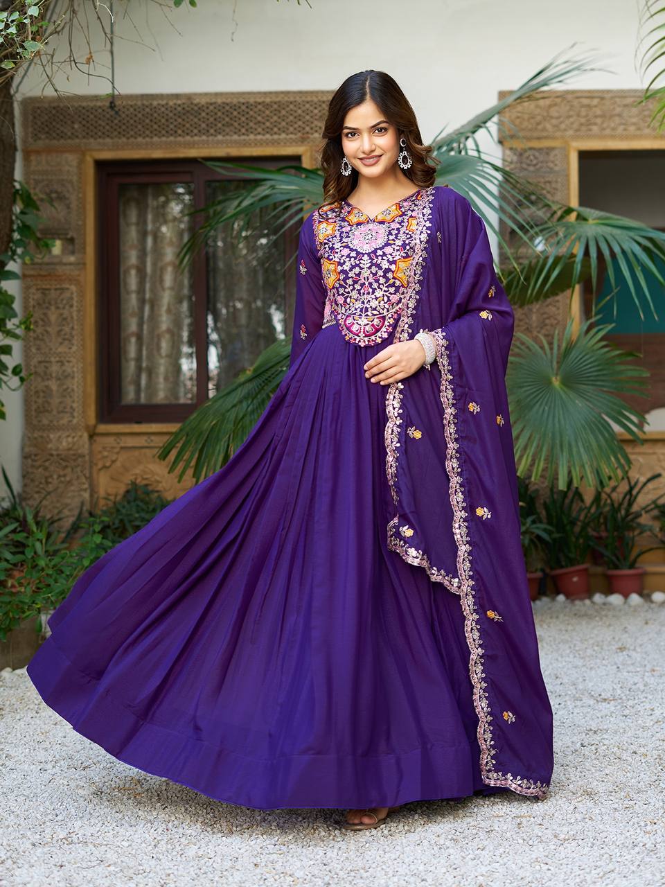 Premium Designer Star Georgette With Embroidery Beads Sequence Work Lehenga Gown