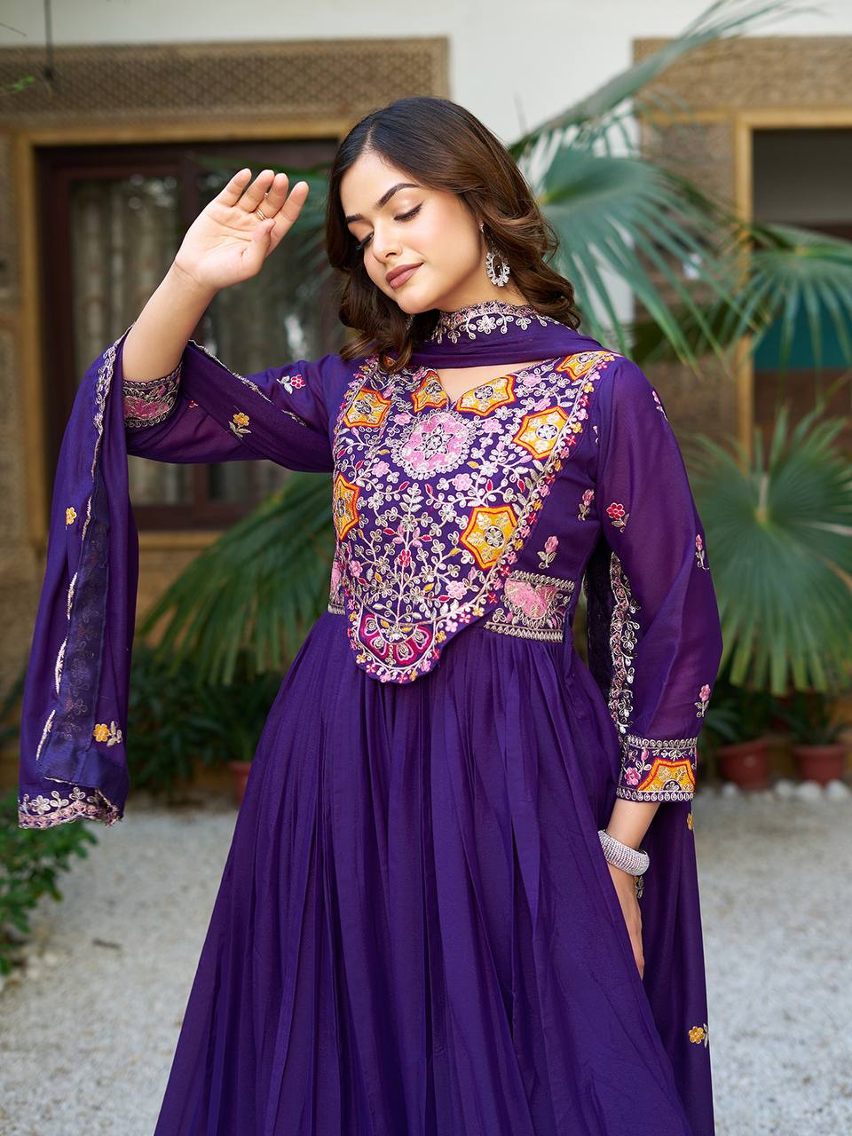 Premium Designer Star Georgette With Embroidery Beads Sequence Work Lehenga Gown