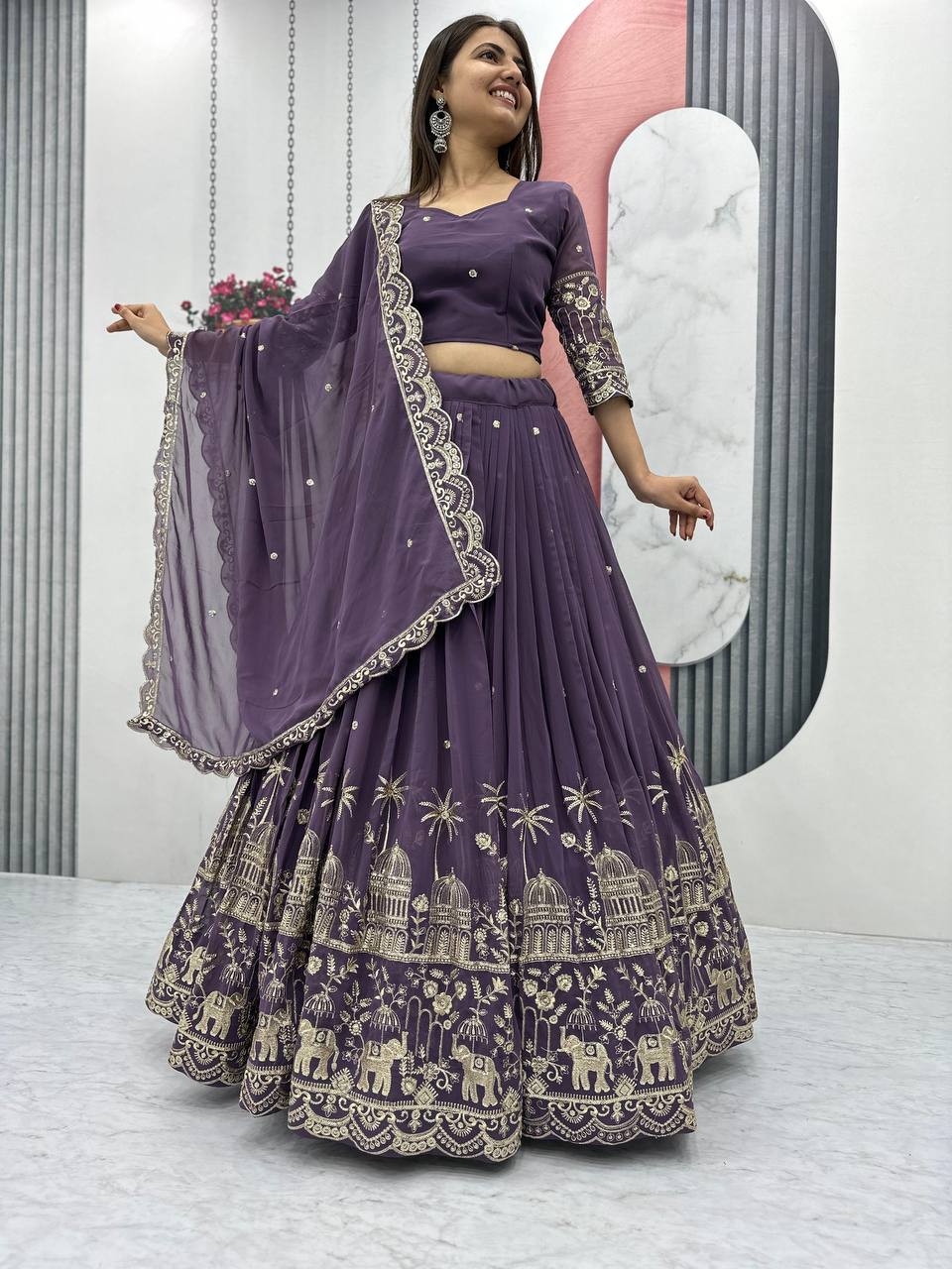 Premium Faux Georgette Ready to Wear Lehenga Choli With Heavy Embroidery Sequence Work
