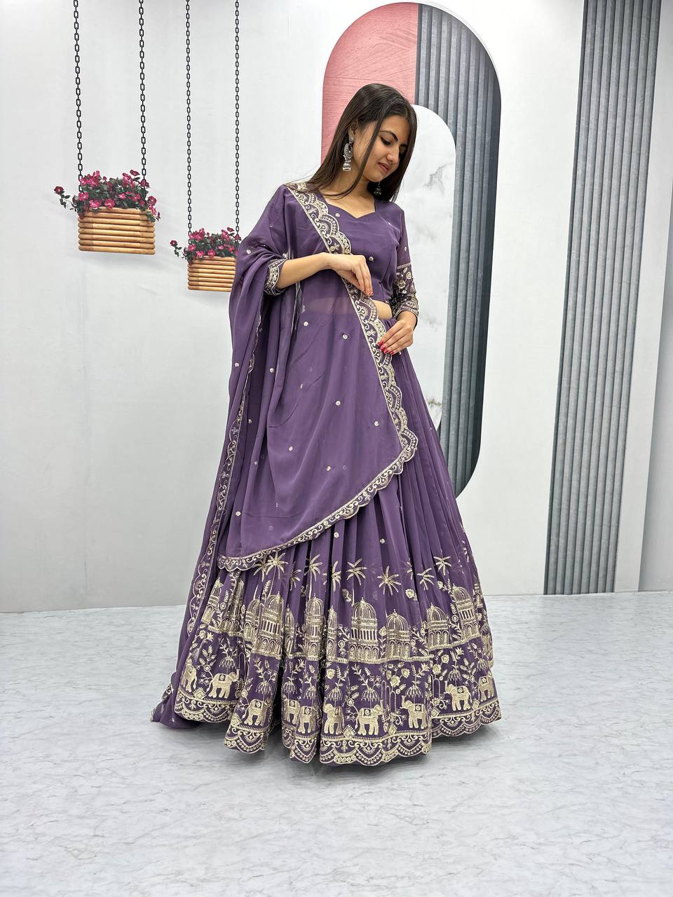 Premium Faux Georgette Ready to Wear Lehenga Choli With Heavy Embroidery Sequence Work
