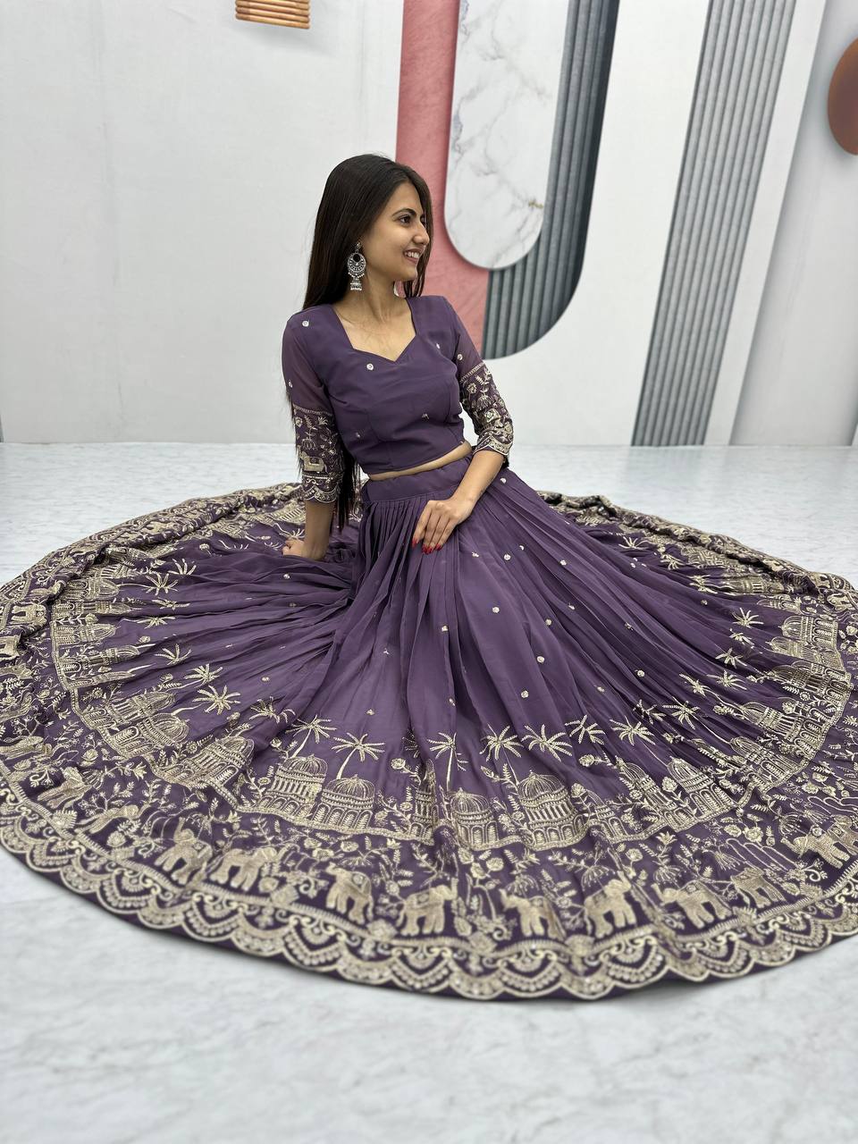 Premium Faux Georgette Ready to Wear Lehenga Choli With Heavy Embroidery Sequence Work
