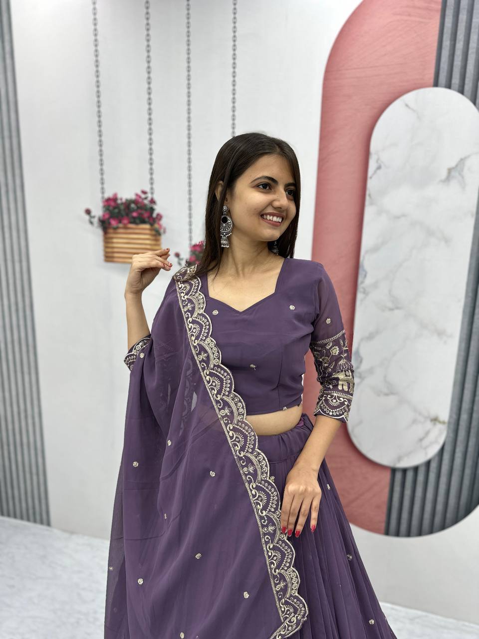 Premium Faux Georgette Ready to Wear Lehenga Choli With Heavy Embroidery Sequence Work
