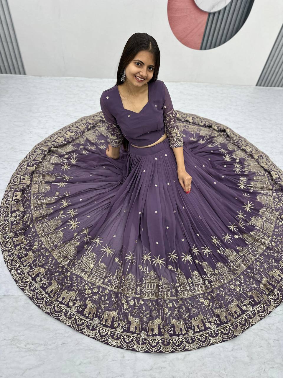 Premium Faux Georgette Ready to Wear Lehenga Choli With Heavy Embroidery Sequence Work
