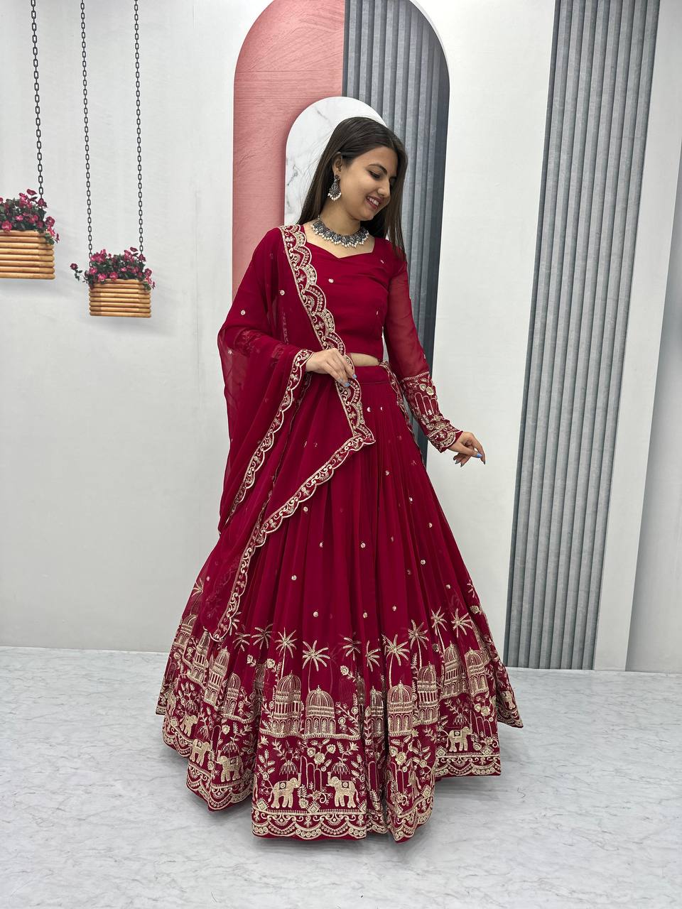 Premium Faux Georgette Ready to Wear Lehenga Choli With Heavy Embroidery Sequence Work
