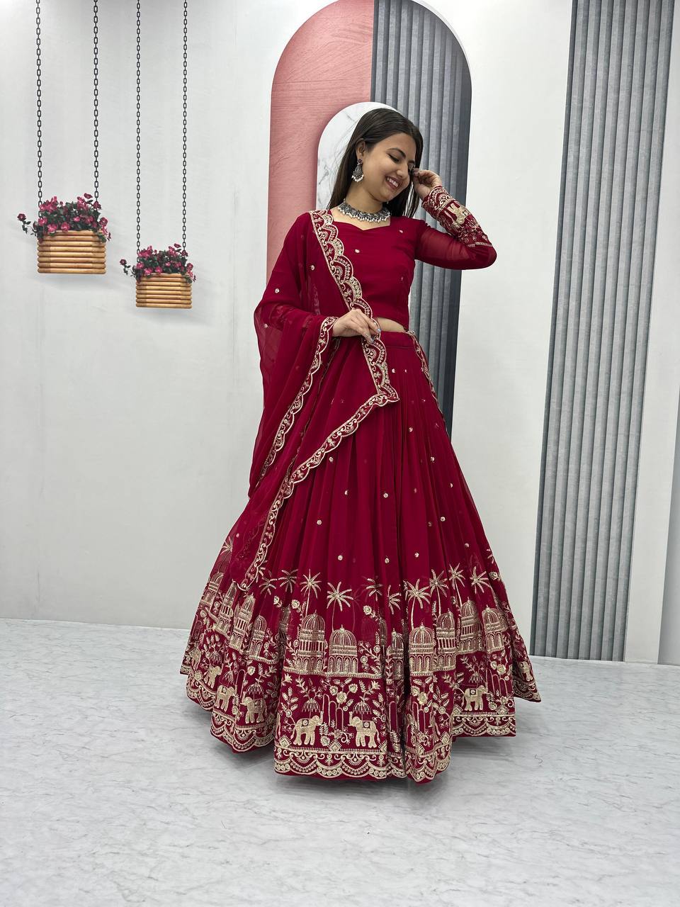 Premium Faux Georgette Ready to Wear Lehenga Choli With Heavy Embroidery Sequence Work
