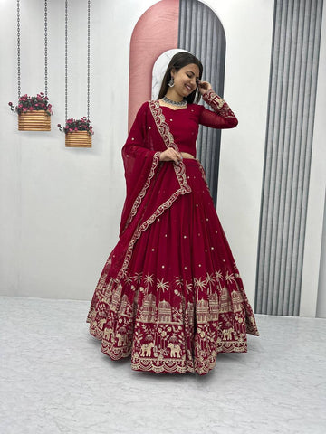 Premium Faux Georgette Ready to Wear Lehenga Choli With Heavy Embroidery Sequence Work
