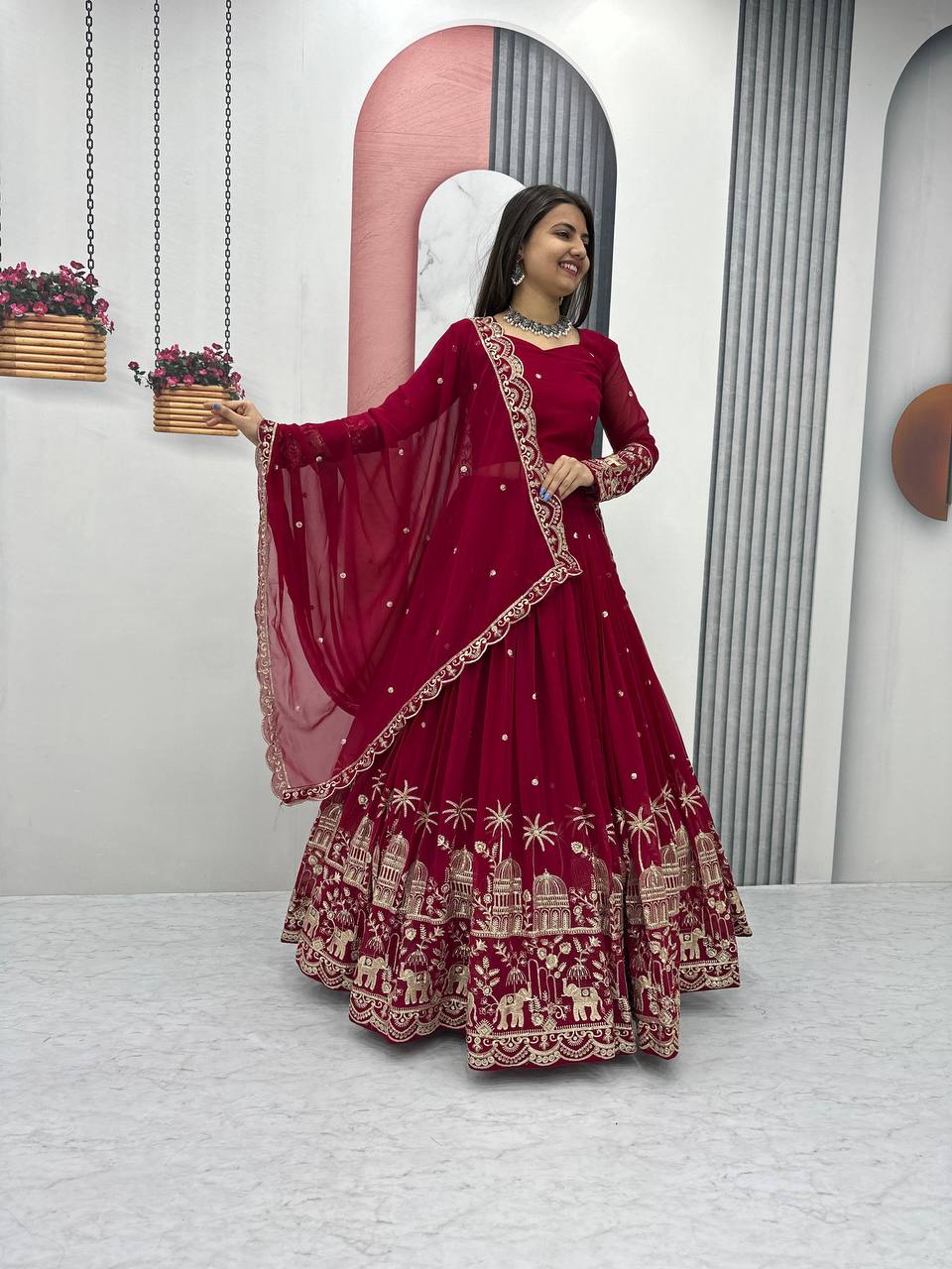 Premium Faux Georgette Ready to Wear Lehenga Choli With Heavy Embroidery Sequence Work
