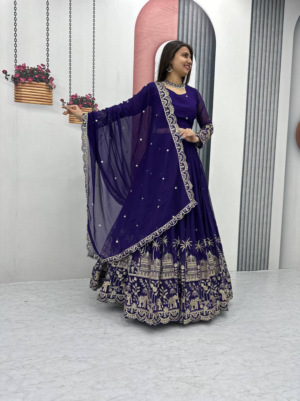 Premium Faux Georgette Ready to Wear Lehenga Choli With Heavy Embroidery Sequence Work
