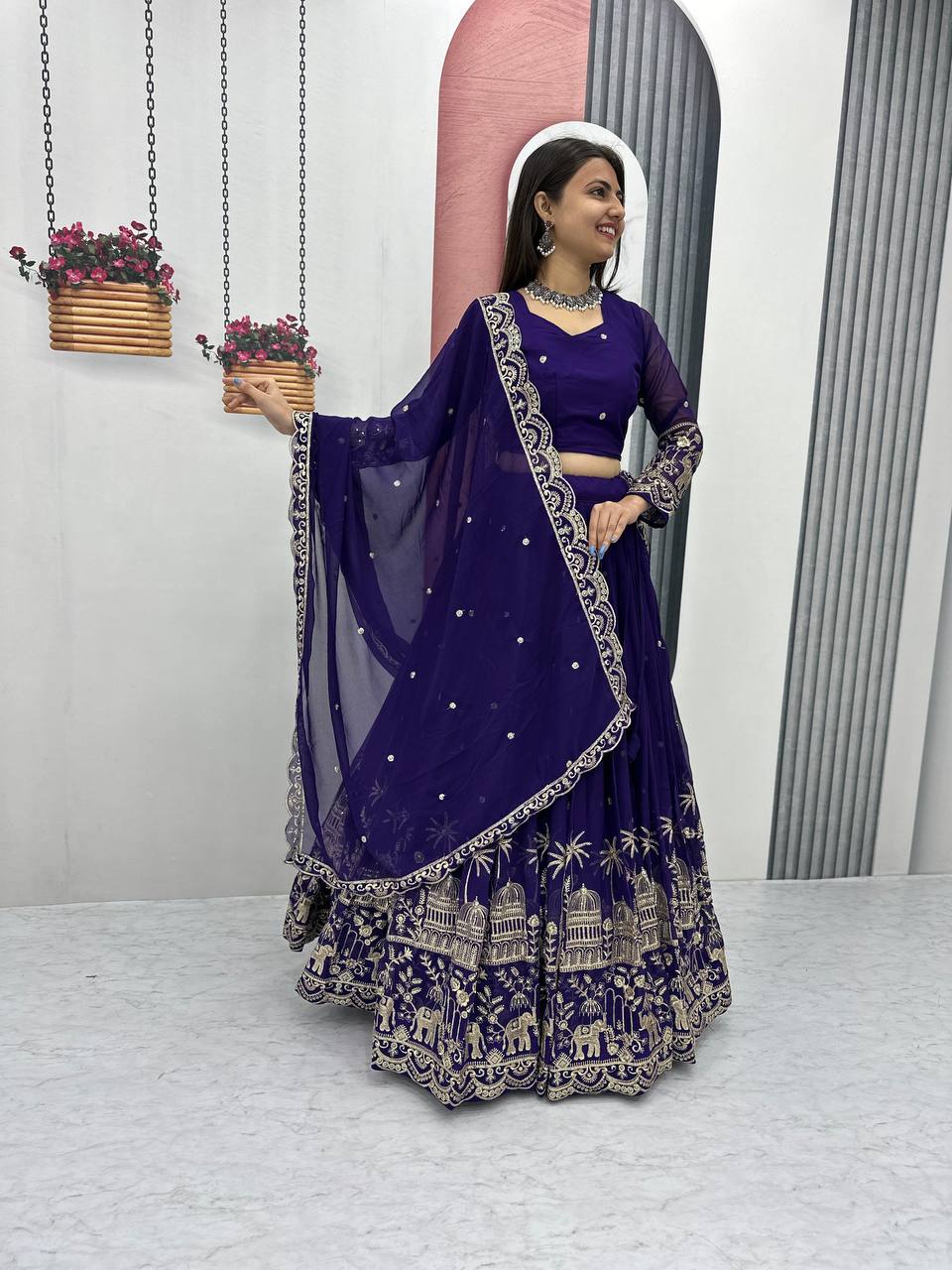 Premium Faux Georgette Ready to Wear Lehenga Choli With Heavy Embroidery Sequence Work
