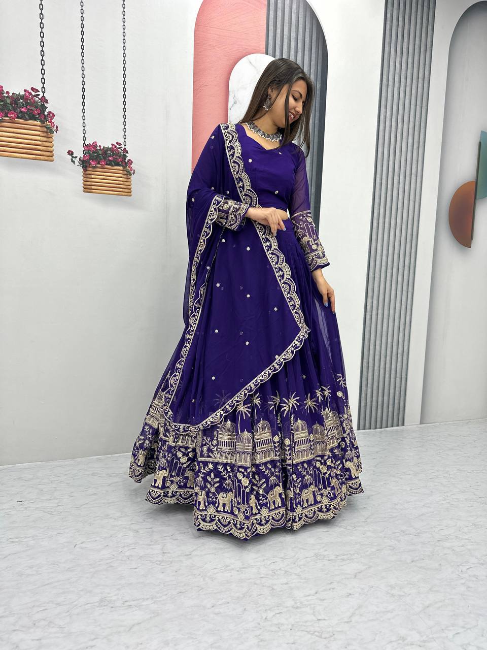 Premium Faux Georgette Ready to Wear Lehenga Choli With Heavy Embroidery Sequence Work
