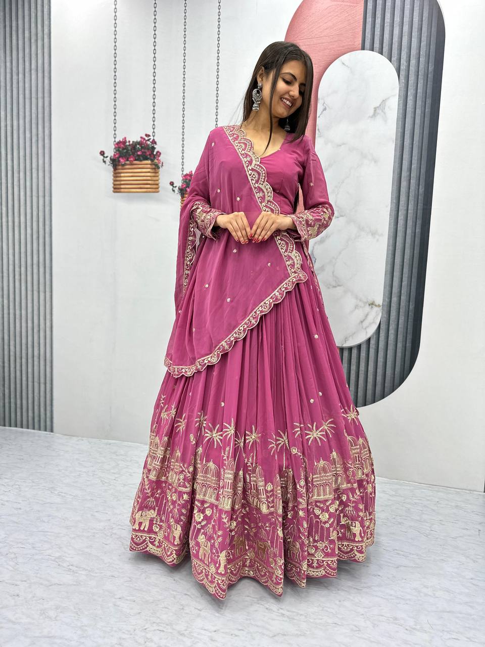 Premium Faux Georgette Ready to Wear Lehenga Choli With Heavy Embroidery Sequence Work
