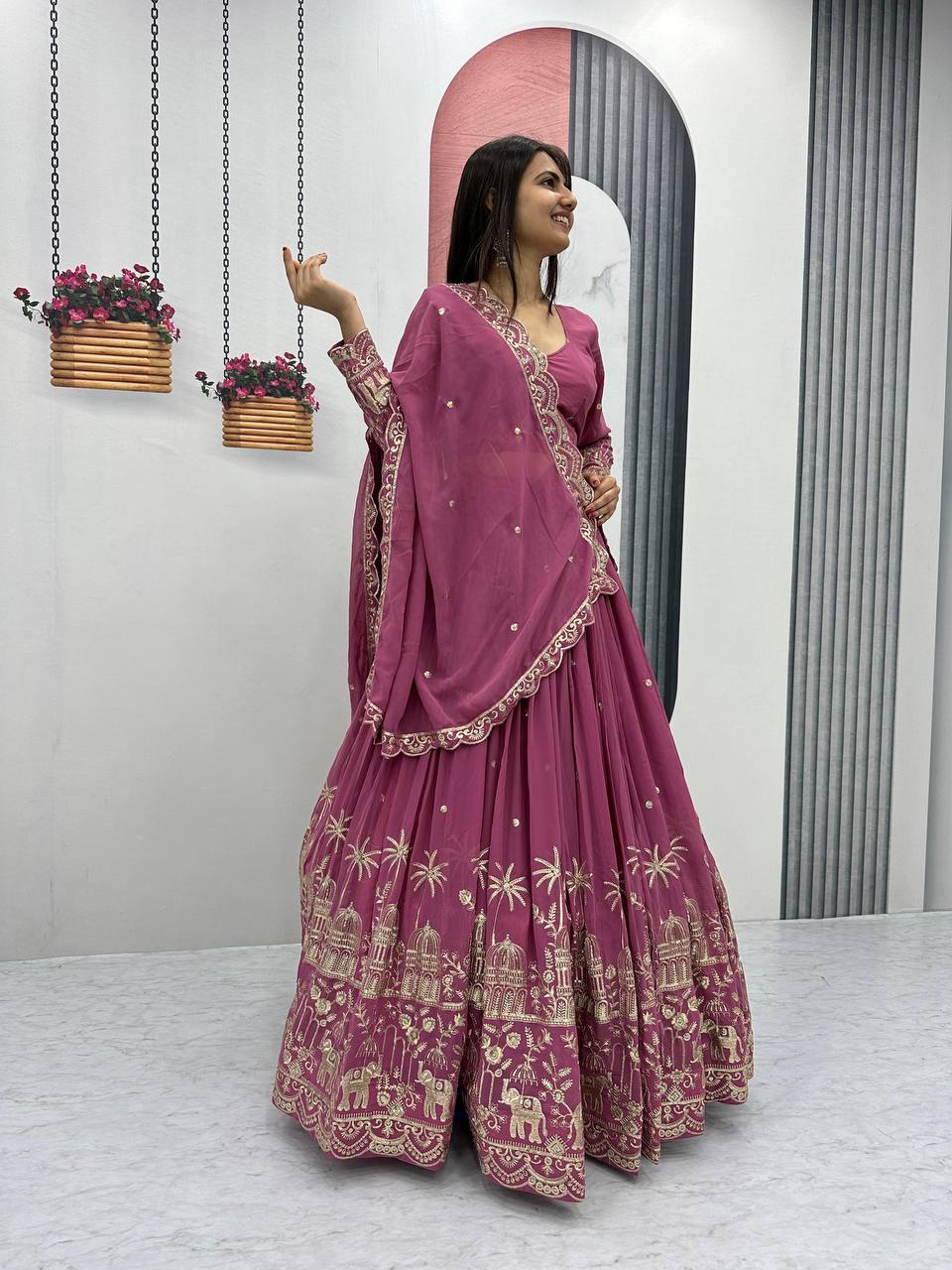 Premium Faux Georgette Ready to Wear Lehenga Choli With Heavy Embroidery Sequence Work

