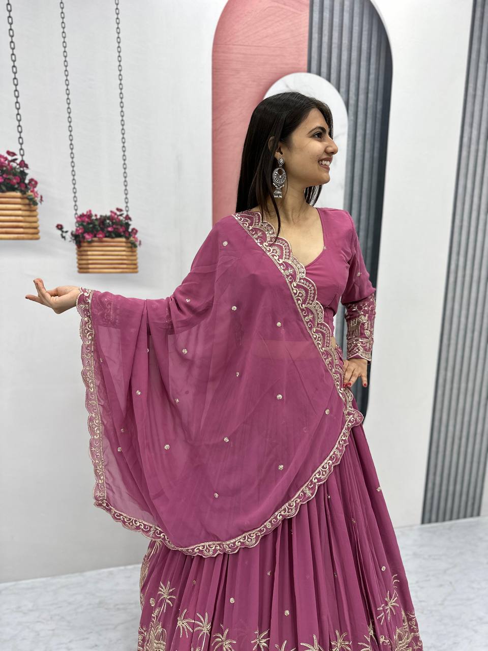 Premium Faux Georgette Ready to Wear Lehenga Choli With Heavy Embroidery Sequence Work

