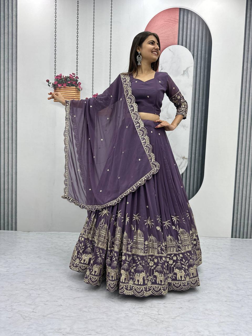 Premium Faux Georgette Ready to Wear Lehenga Choli With Heavy Embroidery Sequence Work
