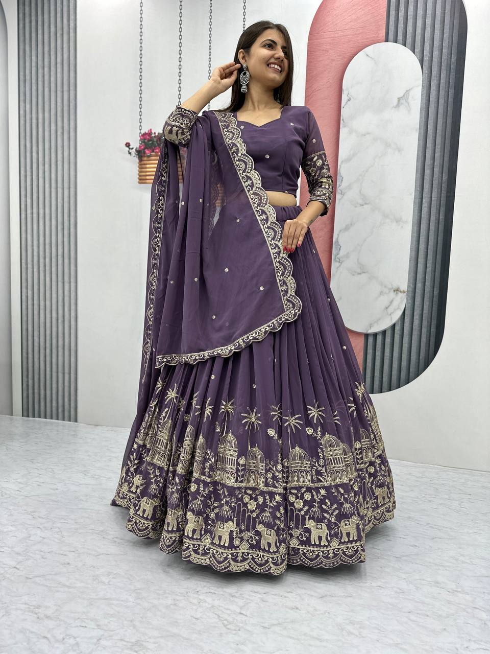 Premium Faux Georgette Ready to Wear Lehenga Choli With Heavy Embroidery Sequence Work
