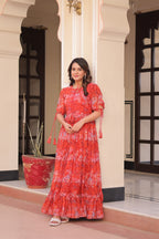 Premium Faux Georgette With Print Work Gown