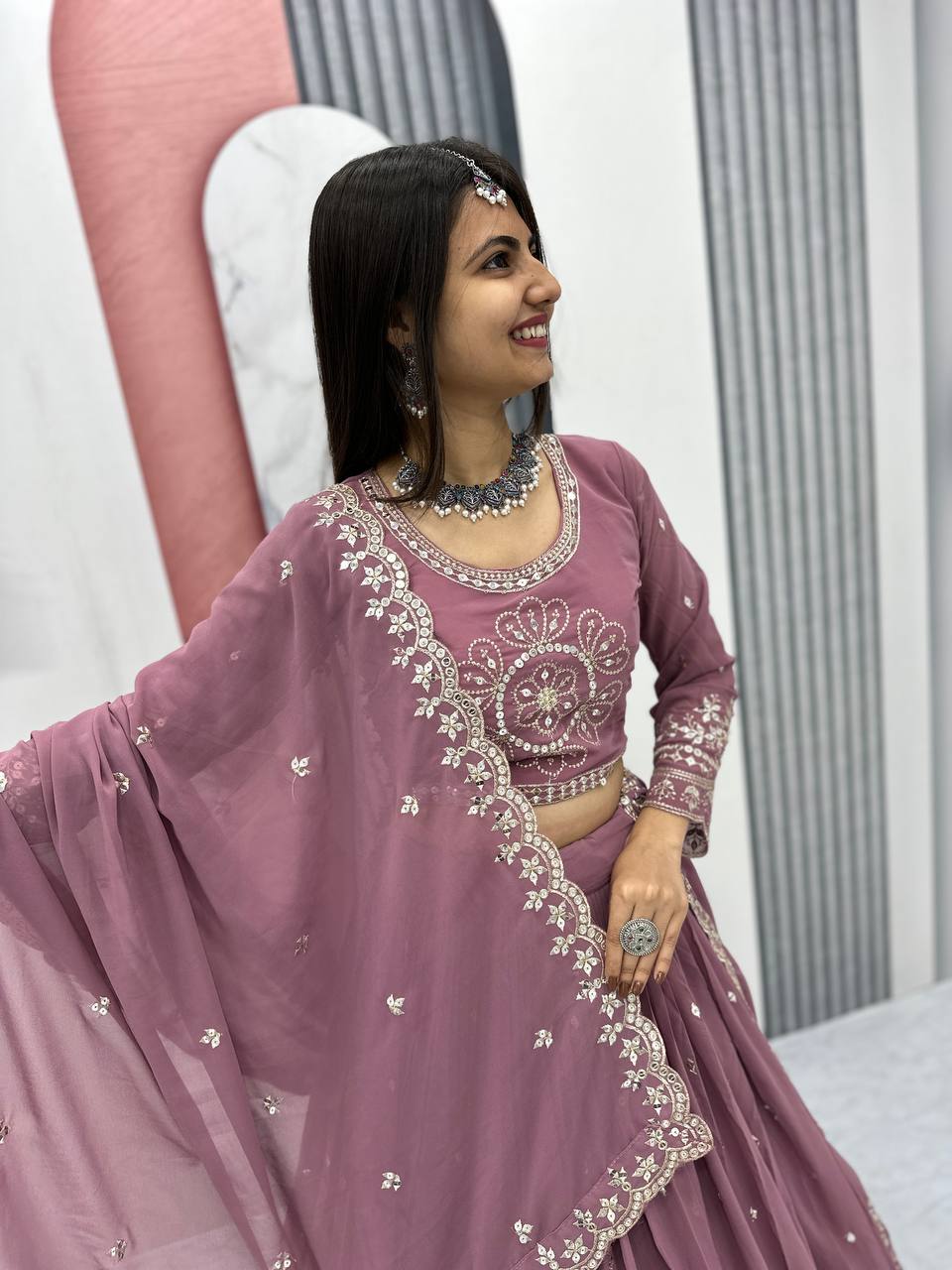 Beautiful Faux Georgette Ready to Wear Lehenga Choli

