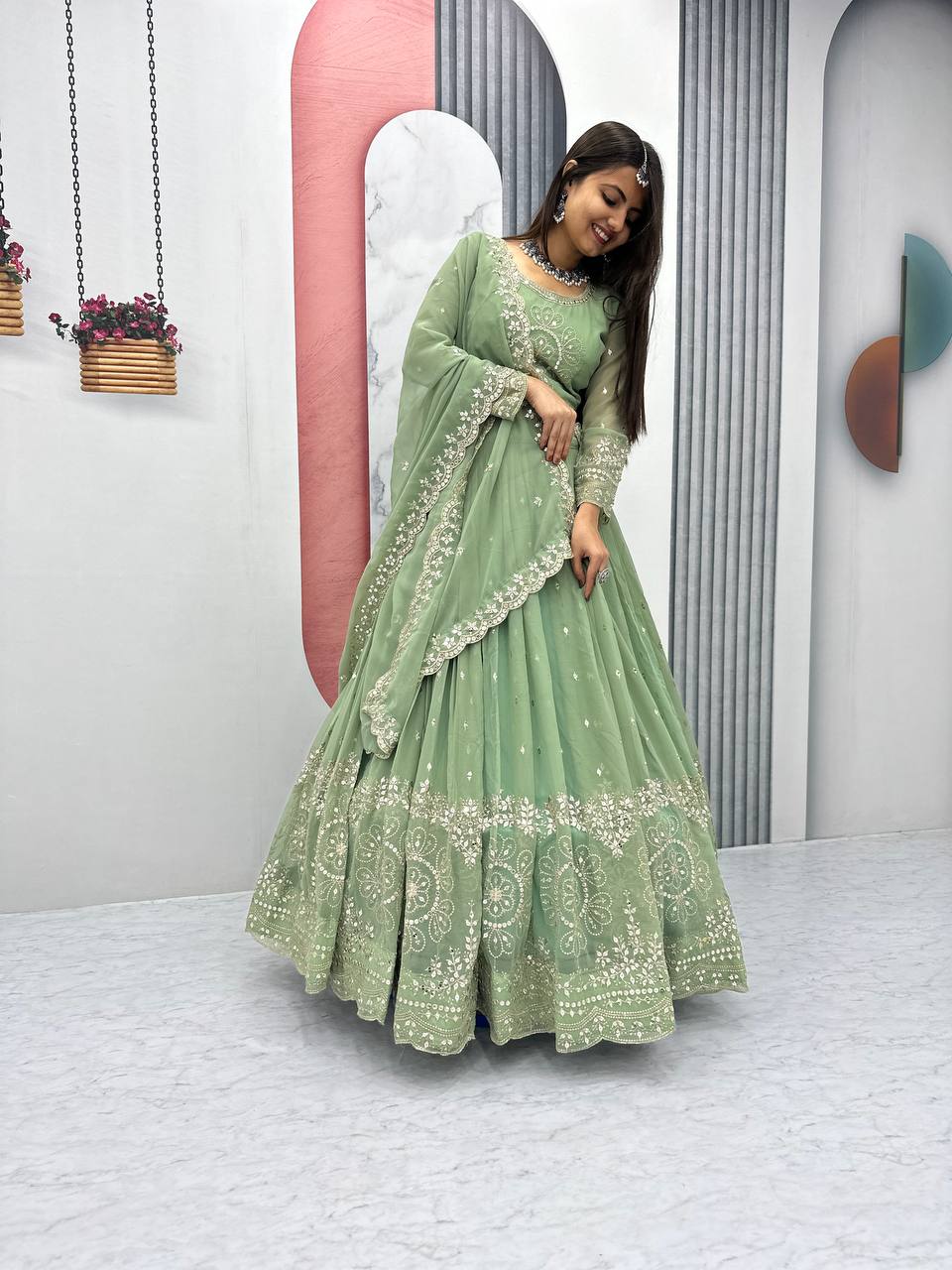 Beautiful Faux Georgette Ready to Wear Lehenga Choli
