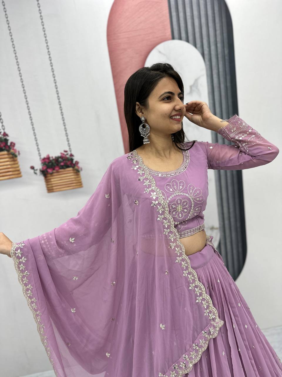 Beautiful Faux Georgette Ready to Wear Lehenga Choli
