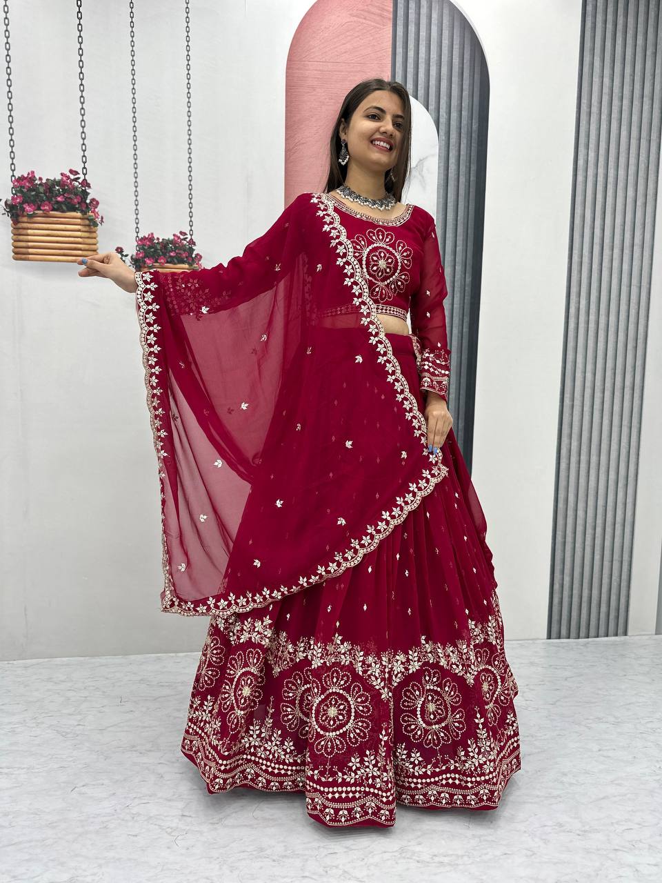 Beautiful Faux Georgette Ready to Wear Lehenga Choli
