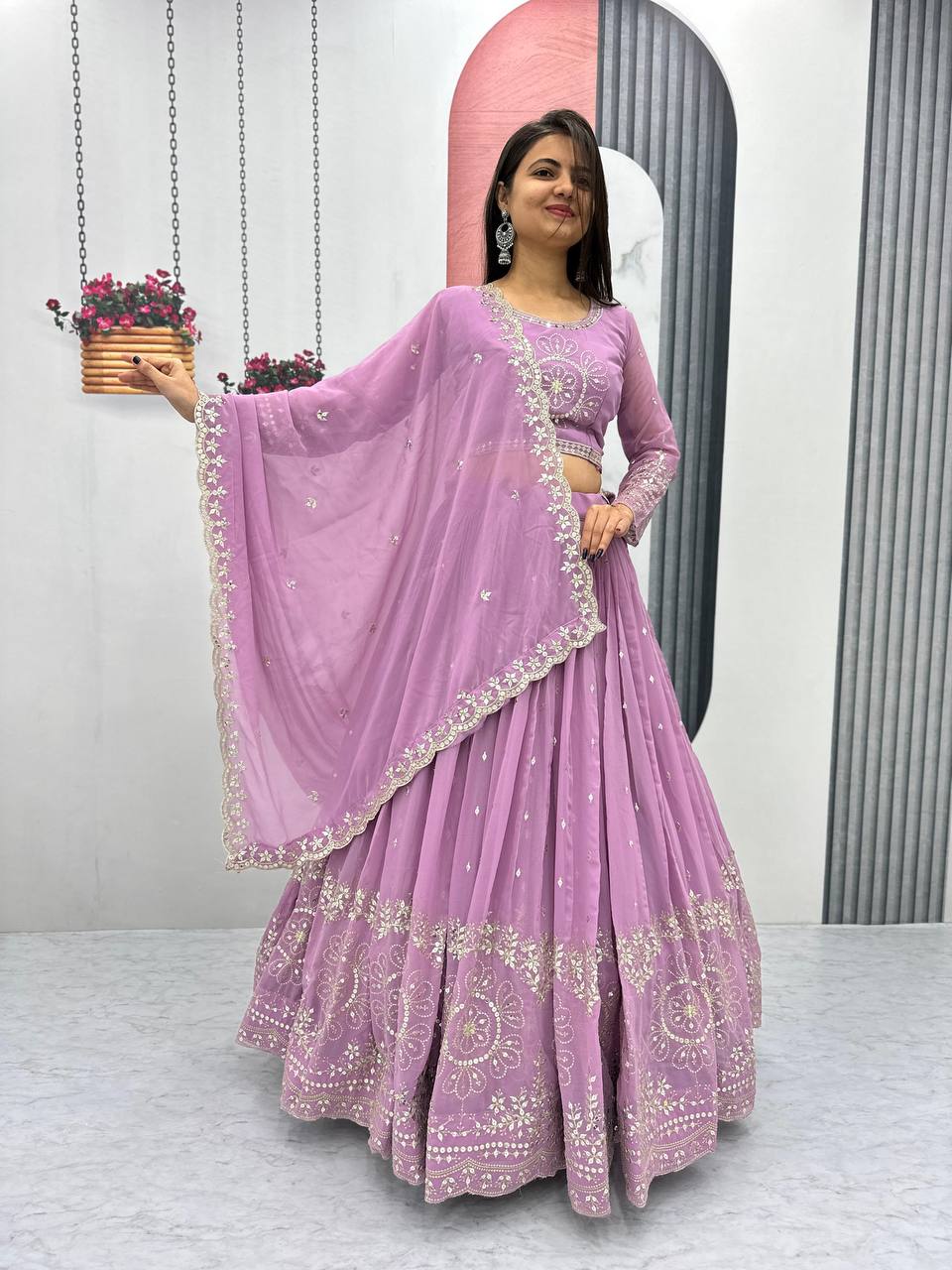 Beautiful Faux Georgette Ready to Wear Lehenga Choli

