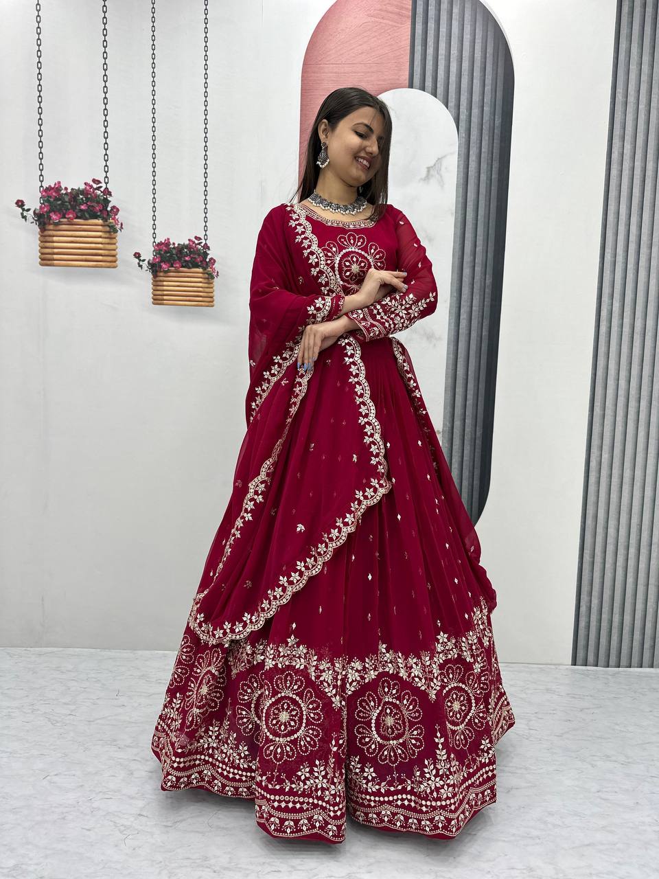 Beautiful Faux Georgette Ready to Wear Lehenga Choli
