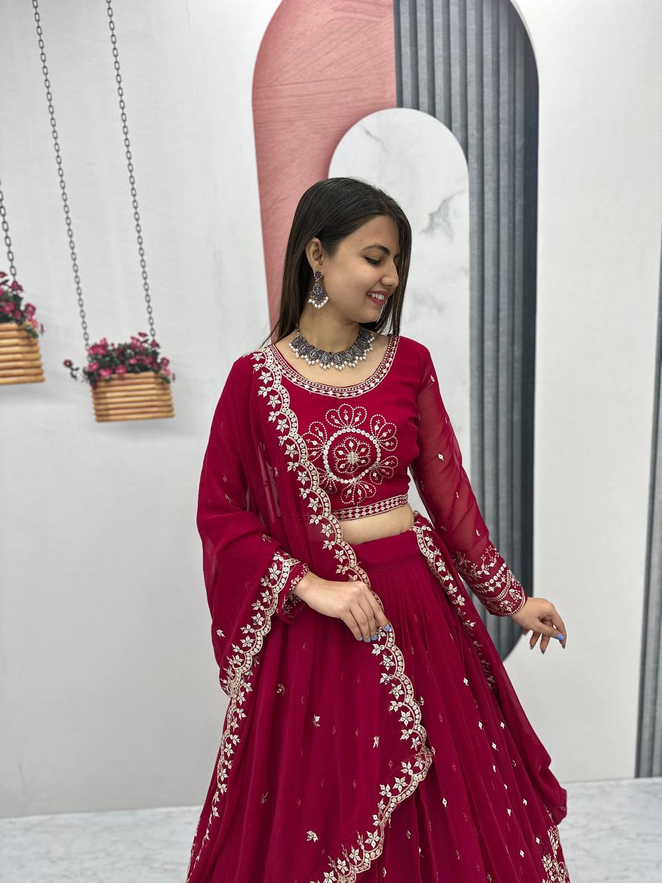 Beautiful Faux Georgette Ready to Wear Lehenga Choli
