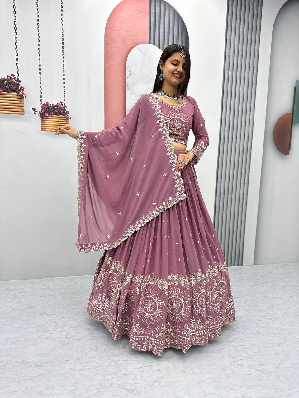Beautiful Faux Georgette Ready to Wear Lehenga Choli
